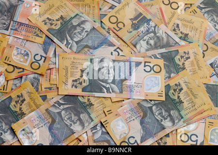 Notes de cinquante dollars australiens Banque D'Images