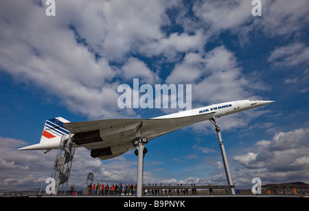 Un avion de ligne supersonique Concorde Air France sur l'affichage à un musée en Allemagne Banque D'Images