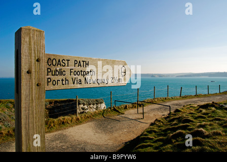 South West Coast Path signe à newquay, Cornwall, uk Banque D'Images