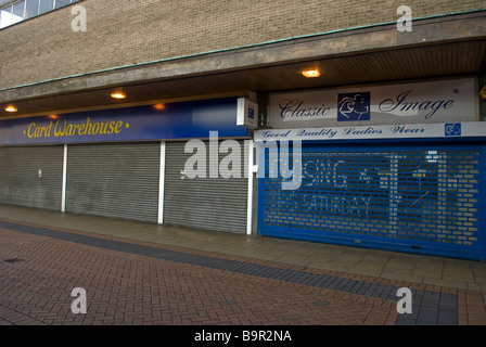Les magasins du centre-ville de Coventry fermé durant la crise du crédit récession Banque D'Images