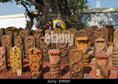 Katchabeswarar Temple d'un Sanctuaire de pierres Naga Tamil Nadu Inde Kanchipuram Banque D'Images