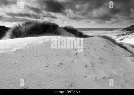 Dunes de sable de la baie de Holywell Cornouailles du Nord Banque D'Images