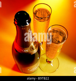 Champagne & verres Banque D'Images