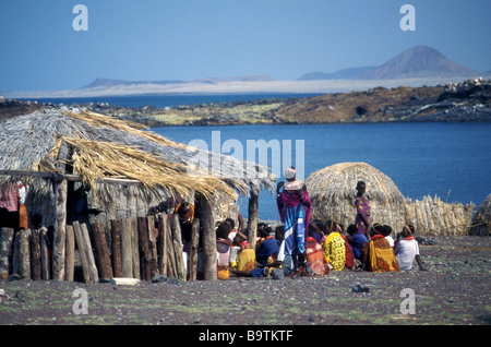 El Moro lac Turkana, Kenya Afrique Banque D'Images