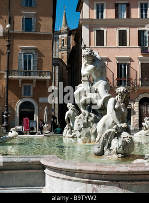 Fontana di Nettuno (fontaine de Neptune), la Piazza Navona, Rome, Italie (Roma, Italia) Banque D'Images