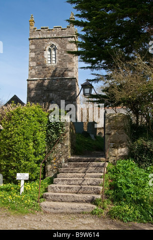 Église Manaccan, Cornwall, UK. Banque D'Images