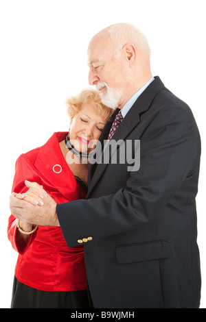 Couple une danse lente romantique isolated on white Banque D'Images