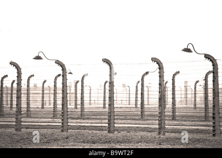 Vue sur le camp de concentration d'Auschwitz, Pologne, Europe Banque D'Images