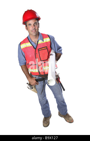 Construction Worker isolated on white Banque D'Images