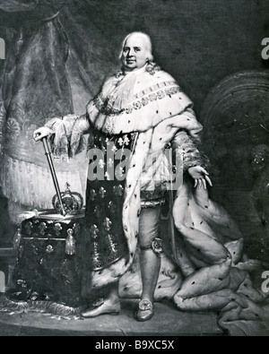 Le roi LOUIS XVIII de France une gravure après la peinture de Narcisse Guerin Banque D'Images