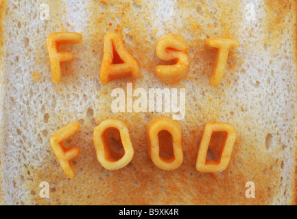 Spaghetti Alphabetti sur toast Restauration rapide Banque D'Images