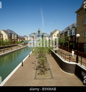 UK Angleterre Salford Quays waterside Canal marins immobilier Banque D'Images