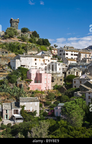 Vue sur le village de Nonza Cap Corse Corse France Banque D'Images
