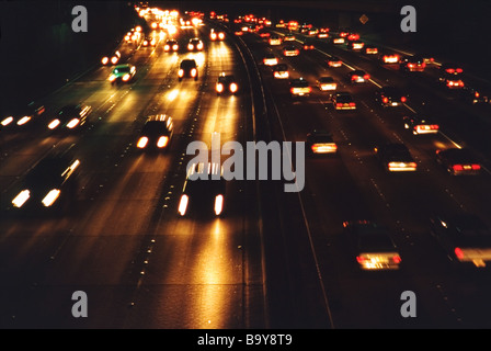 Occupé avec le trafic des autoroutes,Los Angeles Banque D'Images