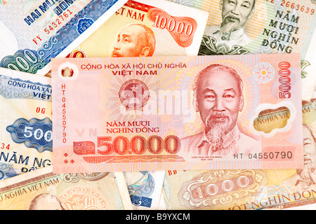 Argent monnaie Vietnam détail du nouveau billet de 50 000 dong vietnamiens Banque D'Images