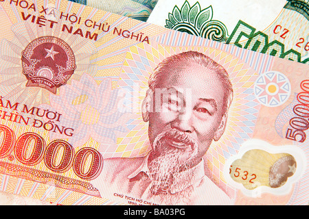 Argent monnaie Vietnam détail du nouveau billet de 50000 dong vietnamien Banque D'Images