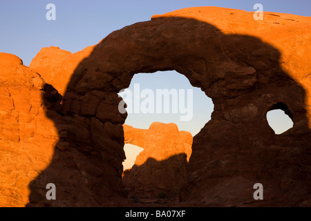 Passage de tourelle dans la section Windows de Arches National Park près de Moab Utah Banque D'Images