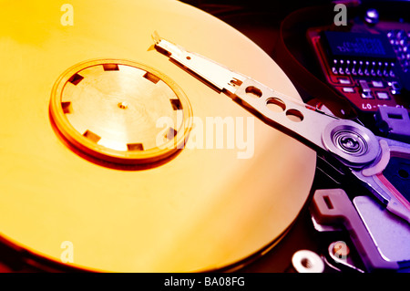 Gros plan d'un disque dur Banque D'Images