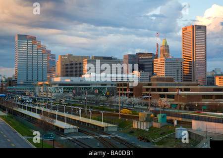 Skyline de Baltimore, Maryland venant du sud. USA. Banque D'Images