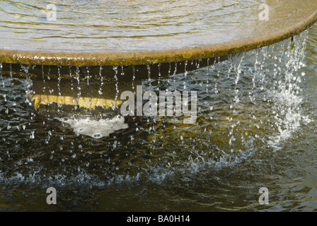 L'EAU TOMBANT SUR LE BORD D'UNE FONTAINE Banque D'Images