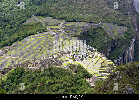 Vue du Pérou Machu Picchu Machu Picchu du sentier au sommet du Huayna Picchu Banque D'Images