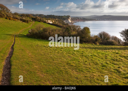 Vue à partir du chemin - Bière de Branscombe, vers de bière et Seaton. Devon. UK. L'Europe Banque D'Images