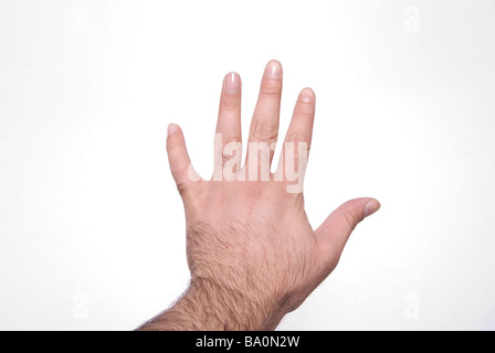 La main de l'homme contre un fond blanc Banque D'Images