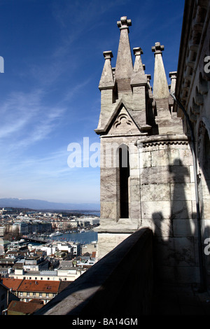 Détail de la cathédrale Saint-Pierre, Genève, Suisse Banque D'Images