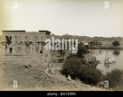 Géographie / voyage, Egypte, Philae, kiosque de l'empereur Tiberius (régna 14 - 37 AD), photographie de Gabriel Lekegian and Co., vers 1890, Banque D'Images