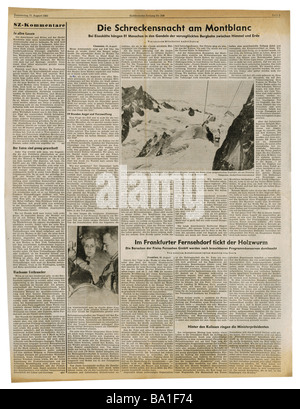 Presse/médias, magazines, 'Süddeutsche Zeitung', Munich, 17 volume, numéro 208, jeudi 31.8.1961, article, accident au Mont Blanc, , Banque D'Images