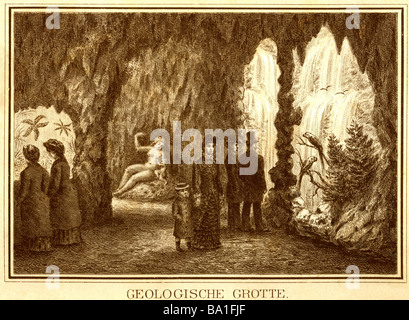 Géographie / voyages, Allemagne, Munich, Aquarium, vue intérieure, grotte géologique, lithographie de J. B. Gassner, vers 1910, Banque D'Images