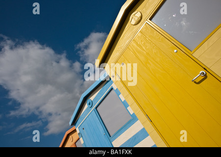 Cabines de plage de Seaford Seaford sur front de mer dans l'East Sussex, England UK Banque D'Images