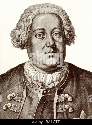 Frédéric-guillaume, 15.8.1688 - 31.5.1740, le roi de Prusse 25.2.1713 - 31.5.1740, portrait, gravure sur cuivre par Johann Georg moi Banque D'Images