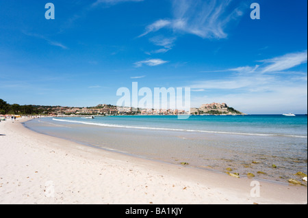 Plage, Calvi, La Balagne, Corse, France Banque D'Images