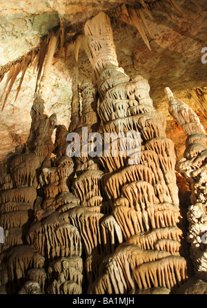 Coral Cave à la réserve naturelle de la grotte de stalactites Soreq aussi appelée Grotte Avshalom Banque D'Images