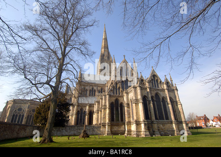 La cathédrale de Salisbury, Wiltshire, Angleterre, Royaume-Uni Banque D'Images