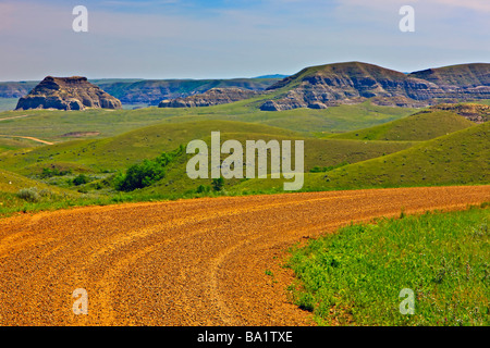 Castle Butte dans les Big Muddy Badlands du sud de la Saskatchewan, Canada Banque D'Images