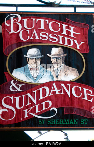 Signe pour Butch Cassidy et Sundance Kid suites de luxe hébergement Deadwood Dakota du Sud USA Banque D'Images