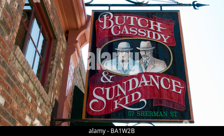 Signe pour Butch Cassidy et Sundance Kid suites de luxe hébergement Deadwood Dakota du Sud USA Banque D'Images