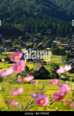 Avis de Shirakawa Village au Japon Banque D'Images