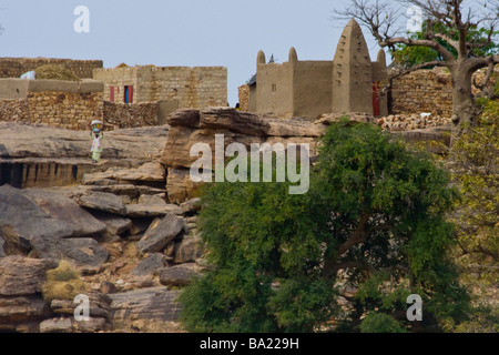 Mosquée de Sanga dans le pays Dogon au Mali Banque D'Images