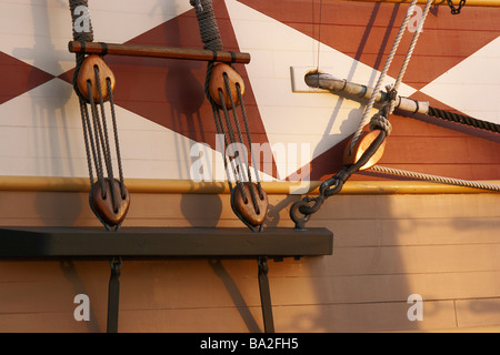 Palan sur le truquage d'une colonie de Jamestown Godspeed ship Banque D'Images