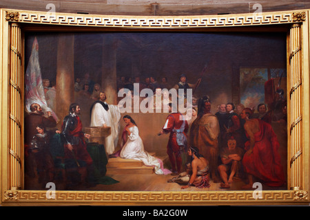 Le baptême de Pocahontas par John Gadsby Chapman 1808 1890 dans la rotonde du Capitole de Washington DC Banque D'Images