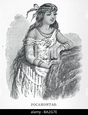 Une gravure de Pocahontas Banque D'Images
