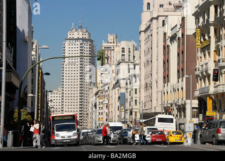 Scène de rue, Gran Via, Madrid, Espagne Banque D'Images