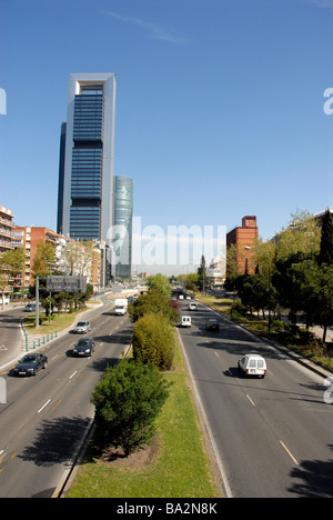 Scène de rue, bâtiments, Europ gate, Madrid, Espagne Banque D'Images