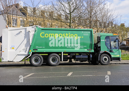 Camion de compostage ou camion avec le slogan - compostage imprimé sur le côté Islington Londres Angleterre Royaume-Uni Banque D'Images