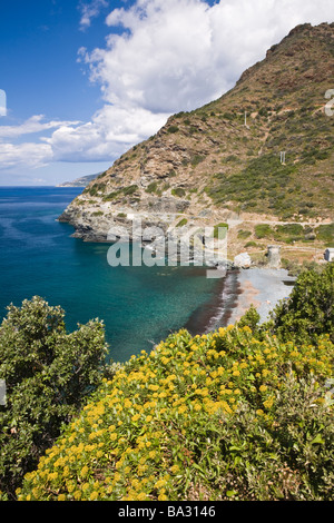 Plage de galets à la Marine de Negru Cap Corse Corse France Banque D'Images