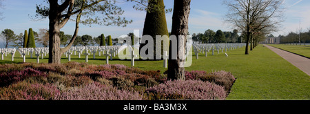 Une vue panoramique du cimetière militaire américain au-dessus d'Omaha Beach Normandie France Banque D'Images