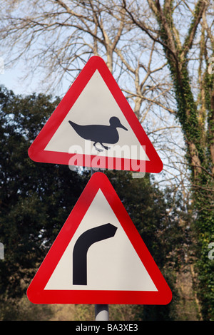 United Kingdom West Sussex arundel lodge départment un avertissement de canards roadsign traverser la route Banque D'Images